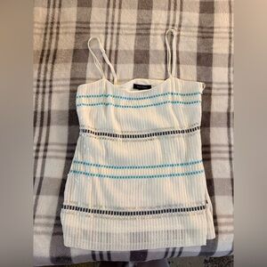 White House Black Market White Sequin Camisole with Blue & Black Stripes XS